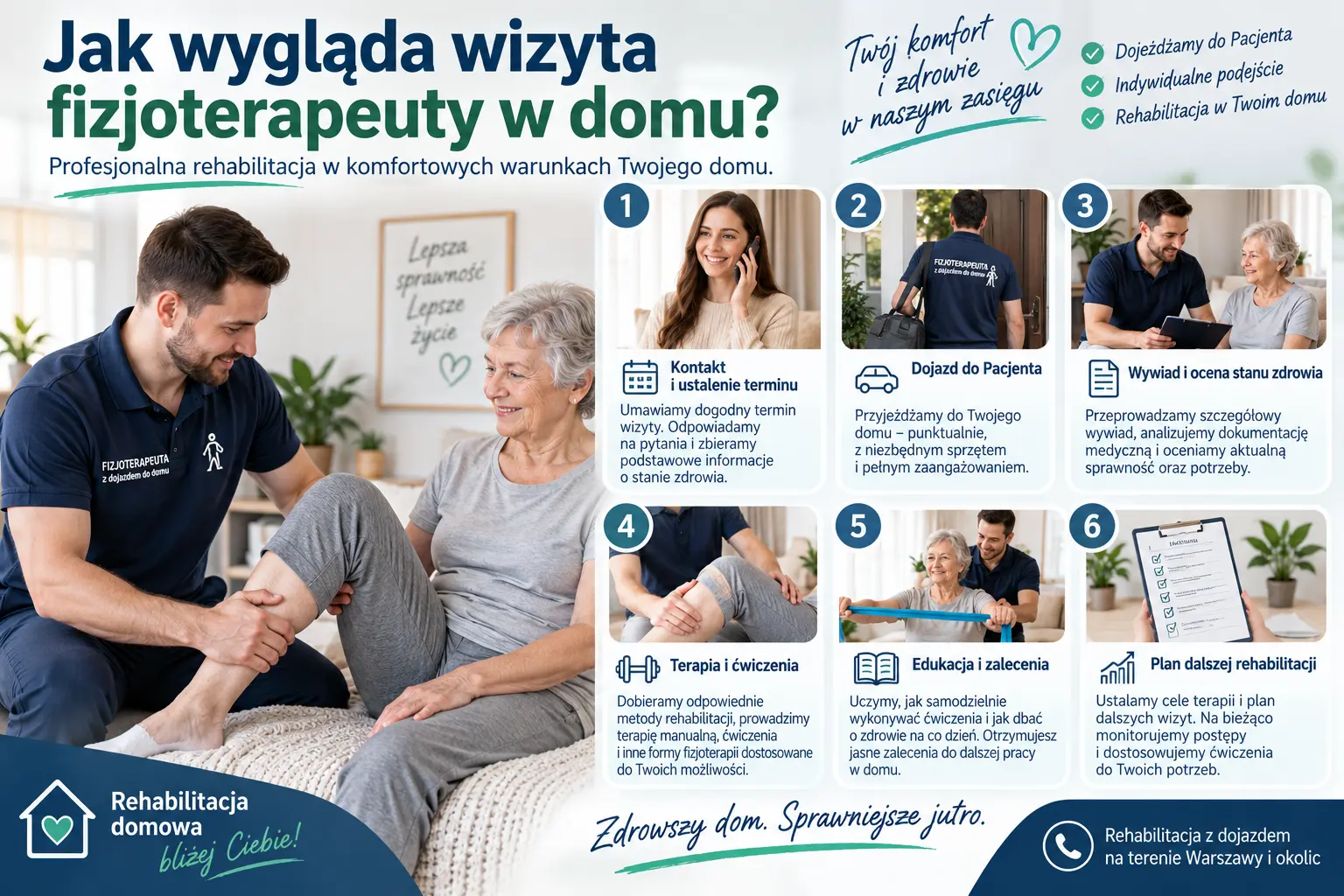 Jak wygląda wizyta fizjoterapeuty w domu – etapy rehabilitacji domowej