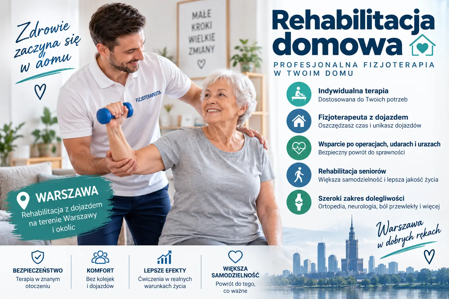 Przebieg rehabilitacji w domu pacjenta – ćwiczenia i terapia z fizjoterapeutą